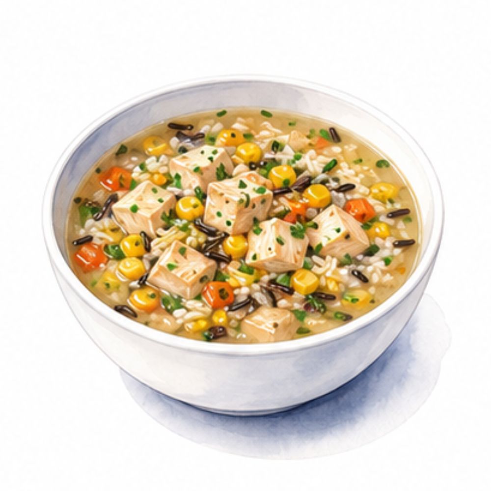 Chicken, sweetcorn and wild rice soup (gf)