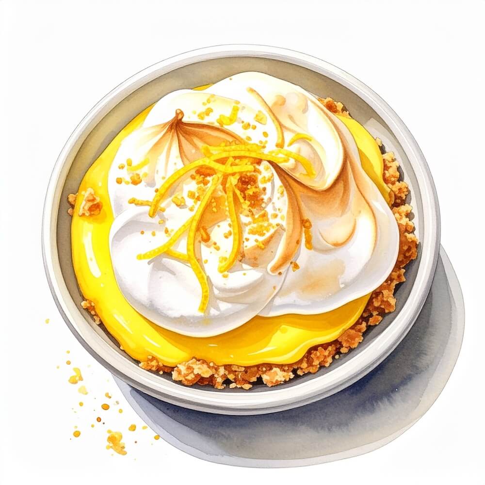Lemon meringue pudding (v)