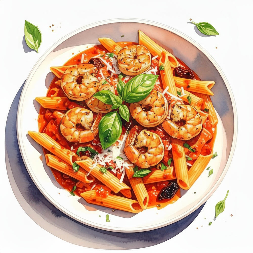 Marry me prawns with sundried tomatoes, penne and parmesan
