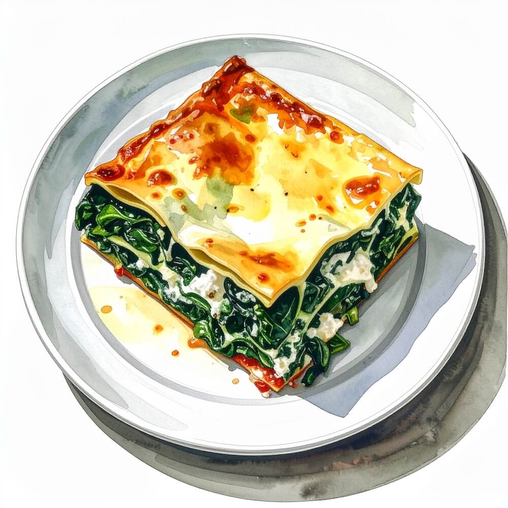 Spinach and ricotta lasagne (v)