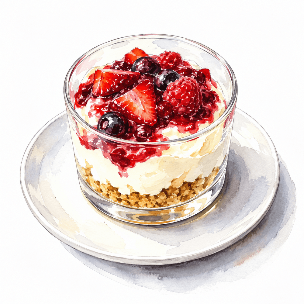 Red fruit cheesecake pot