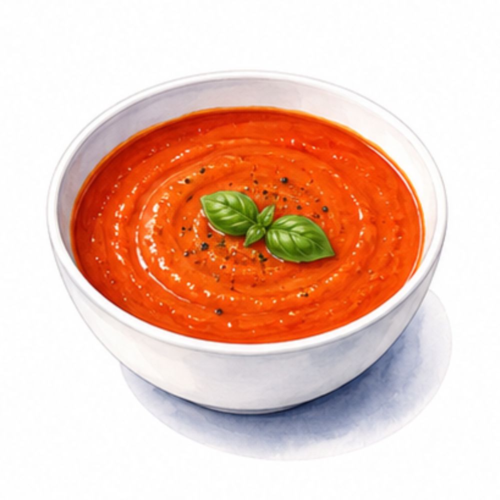 Chilled roasted tomato and red pepper soup (v) (gf)