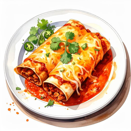 Chicken Enchiladas topped with smokey tomato sauce and melted cheese