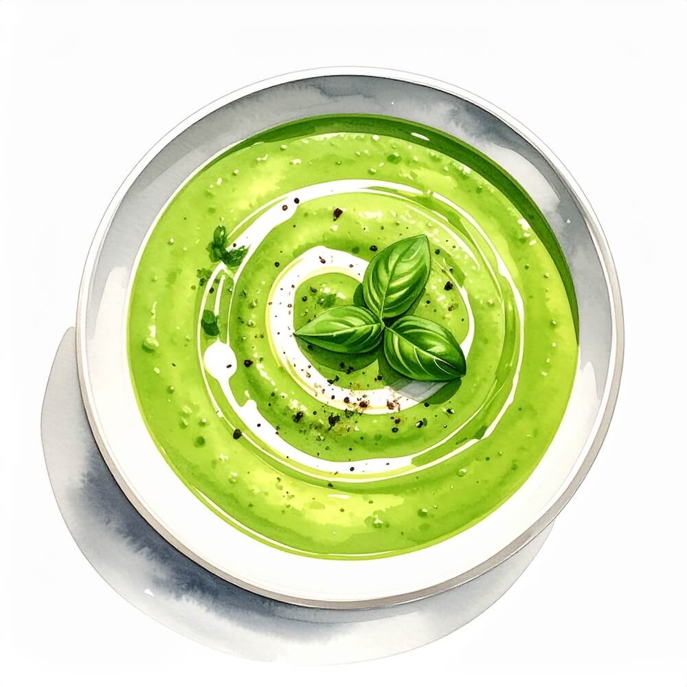 Courgette, pea and basil soup (v) (gf)