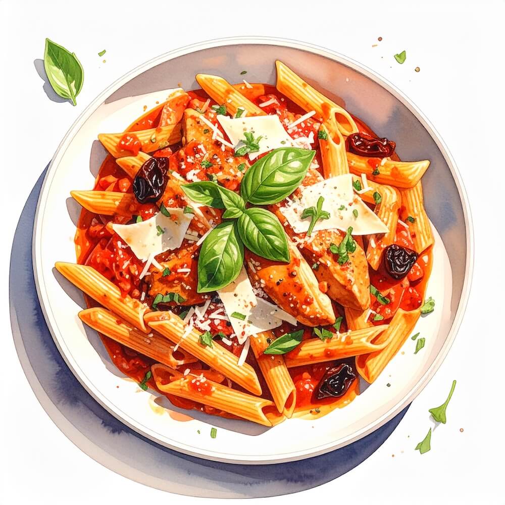 Marry me chicken with sundried tomatoes, penne and parmesan