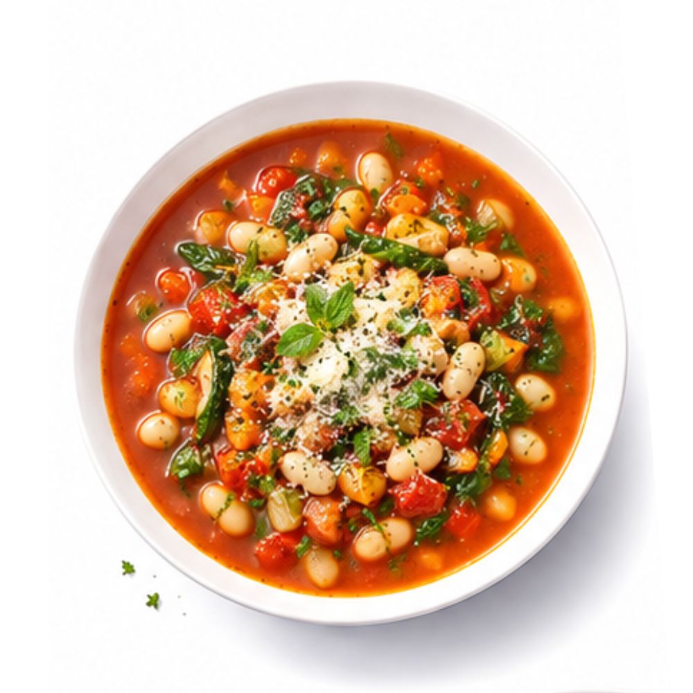 Tuscan white bean soup with tomatoes and summer vegetables (v) (gf)