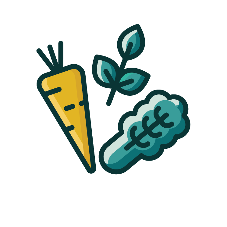 Black and white line drawing of a mortar and pestle with a leaf falling in to it from above