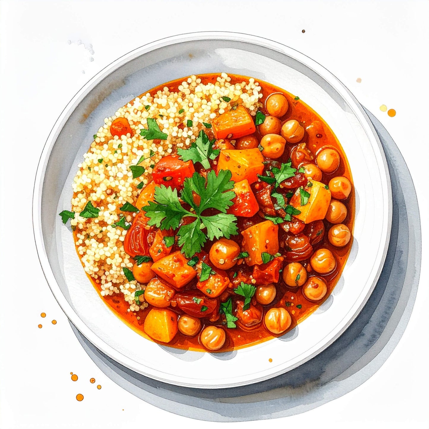 Moroccan chickpea with tomato, apricot sauce and jewelled couscous (v)